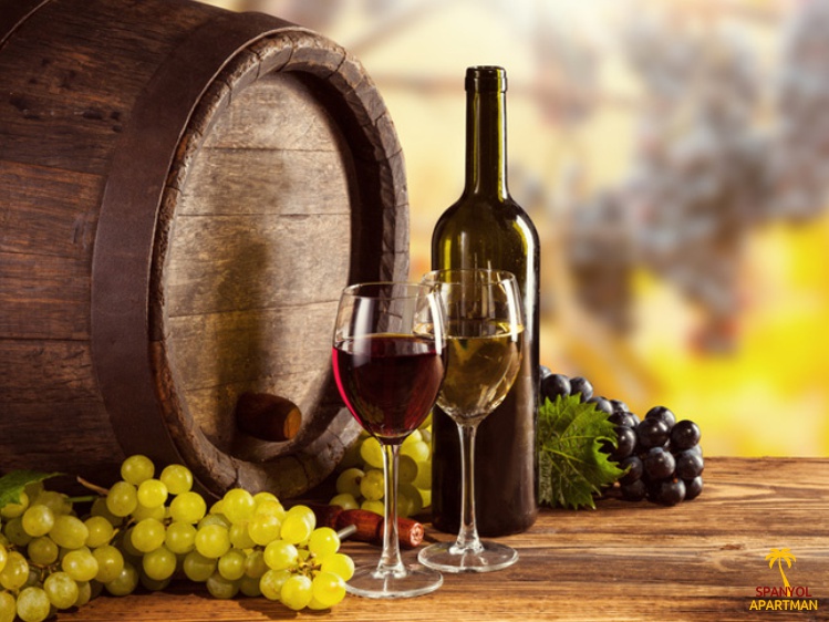 Spanyol bor, szőlő, boroshordó